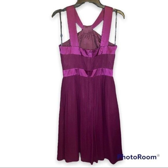Maggy London Fuchsia Silk Halter Dress Size 4 - Picture 2 of 5
